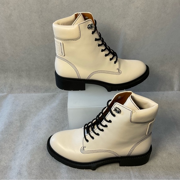 Coach Lorimer Leather boots size 7- Brand New with Box - Chalk Color - Picture 6 of 13